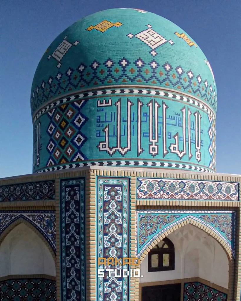 جزئیات دقیق کاشی‌کاری، گنبد و معماری ماکت آرامگاه عطار نیشابوری - ماکت‌سازی آرکاد