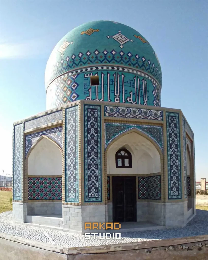 نمای کلی ماکت آرامگاه عطار نیشابوری در باغ موزه مینیاتوری مشهد - استودیو ماکت‌سازی آرکاد