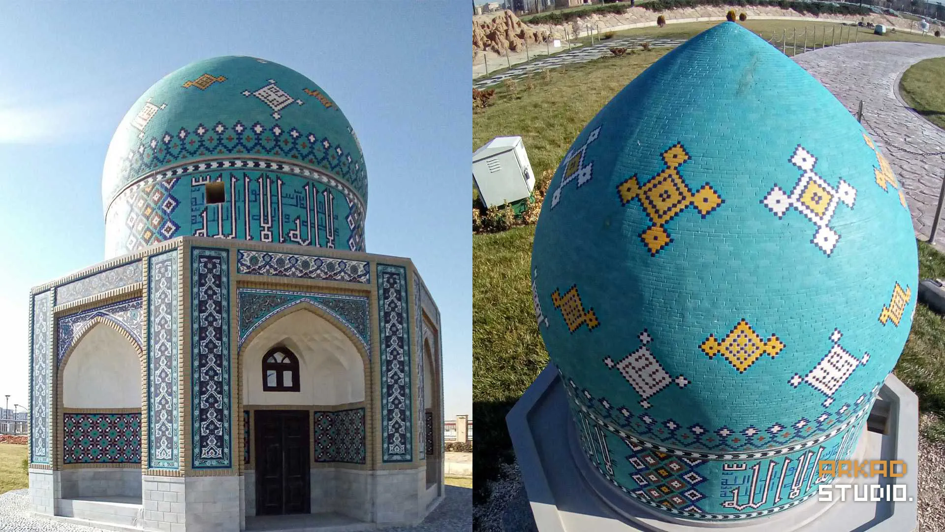 نمای کلی ماکت آرامگاه عطار نیشابوری در باغ موزه مینیاتوری مشهد - استودیو ماکت‌سازی آرکاد