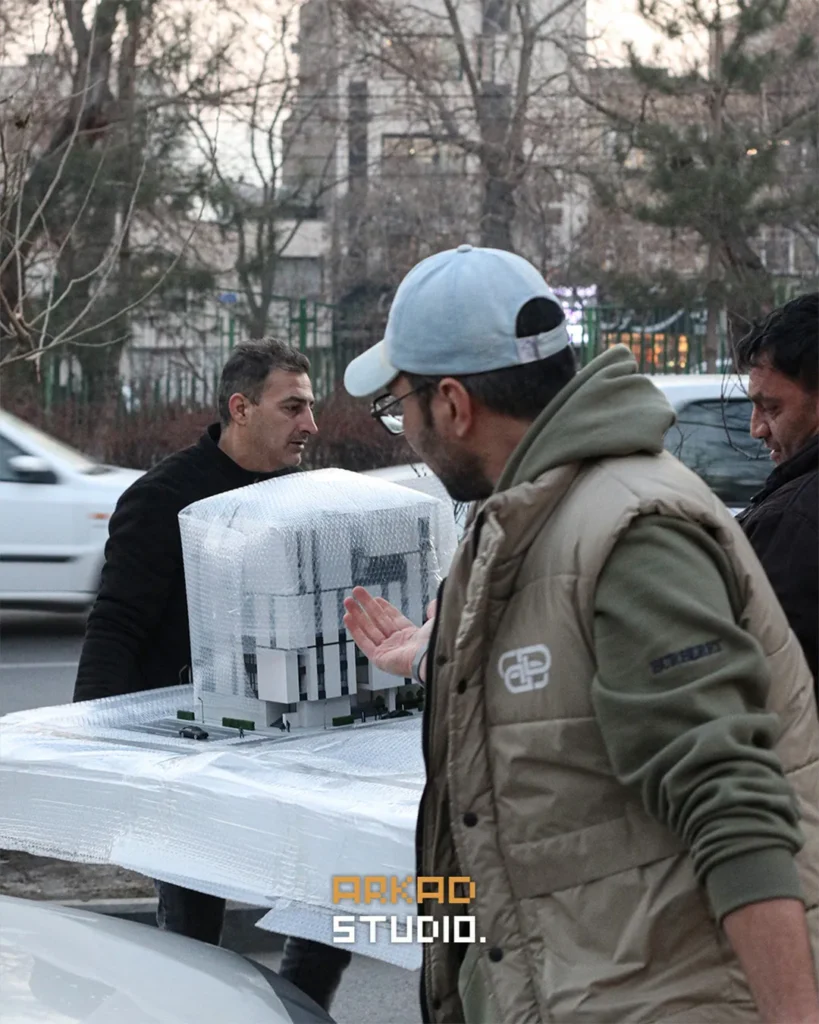 جزئیات دقیق نما و متریال ماکت آرین ۱۴ مشهد - ماکت‌سازی آرکاد