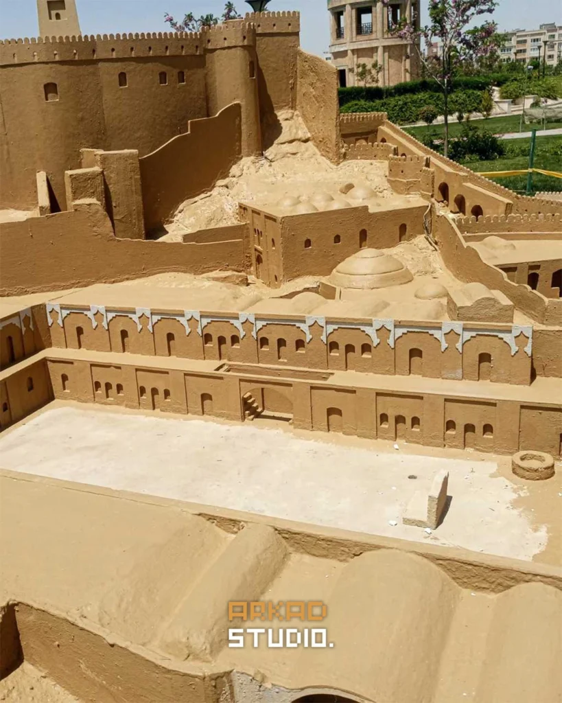 جزئیات دقیق برج‌ها، دیوارها و معماری تاریخی ماکت ارگ بم - ماکت‌سازی آرکاد
