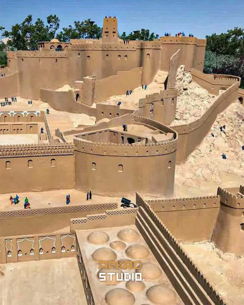 جزئیات دقیق برج‌ها، دیوارها و معماری تاریخی ماکت ارگ بم - ماکت‌سازی آرکاد