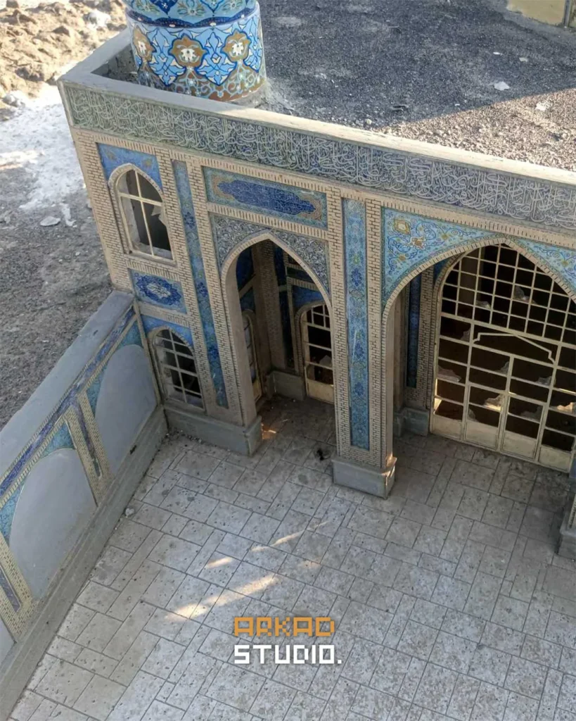 نمای کلی ماکت مسجد جامع خرمشهر در باغ موزه مینیاتوری مشهد - استودیو ماکت‌سازی آرکاد