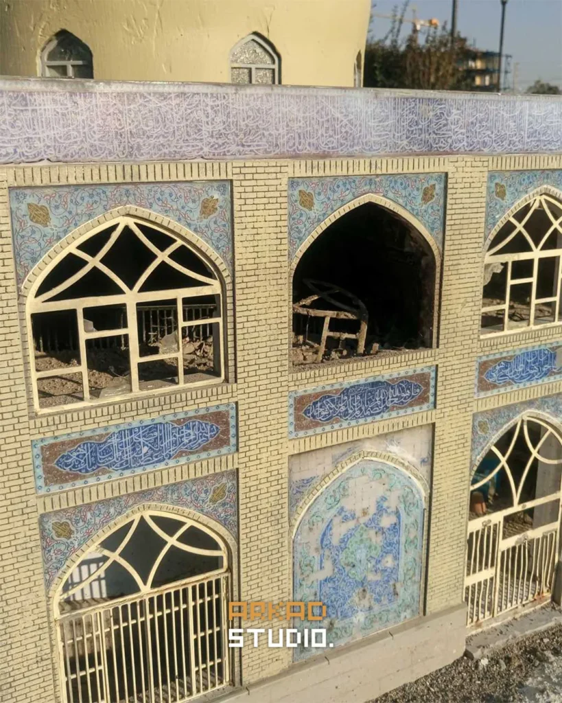جزئیات دقیق کاشی‌کاری، طاق‌ها و معماری ماکت مسجد جامع خرمشهر - ماکت‌سازی آرکاد