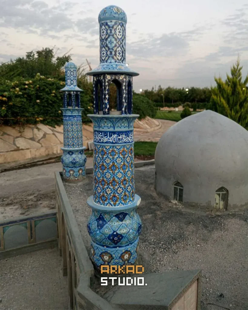 نمای کلی ماکت مسجد جامع خرمشهر در باغ موزه مینیاتوری مشهد - استودیو ماکت‌سازی آرکاد