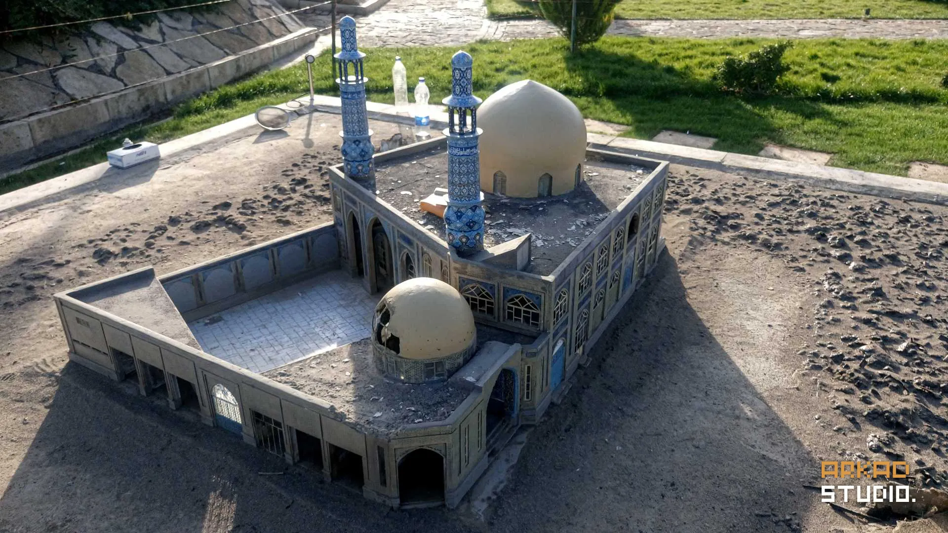 نمای کلی ماکت مسجد جامع خرمشهر در باغ موزه مینیاتوری مشهد - استودیو ماکت‌سازی آرکاد