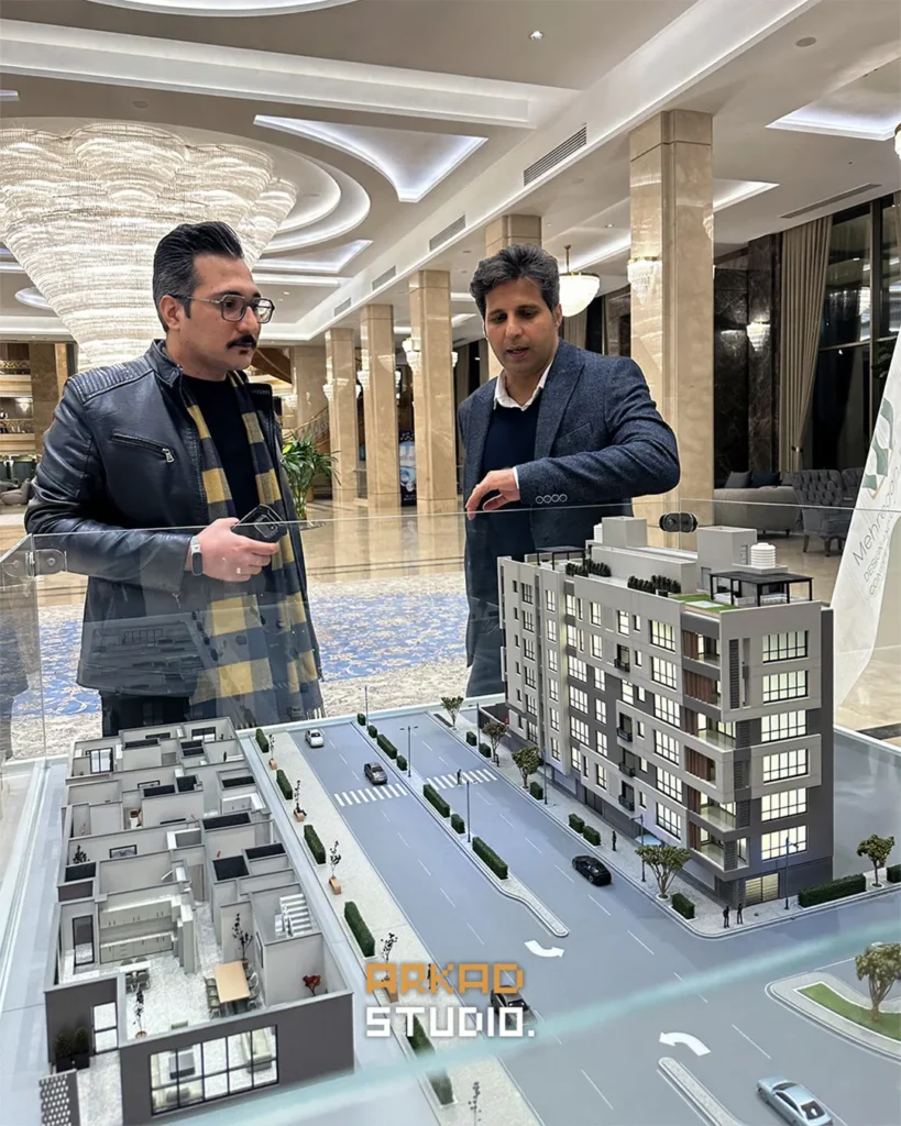 نمای جانبی و ارتفاع ماکت نمای مهرگان پارس مشهد - ماکت‌سازی آرکاد