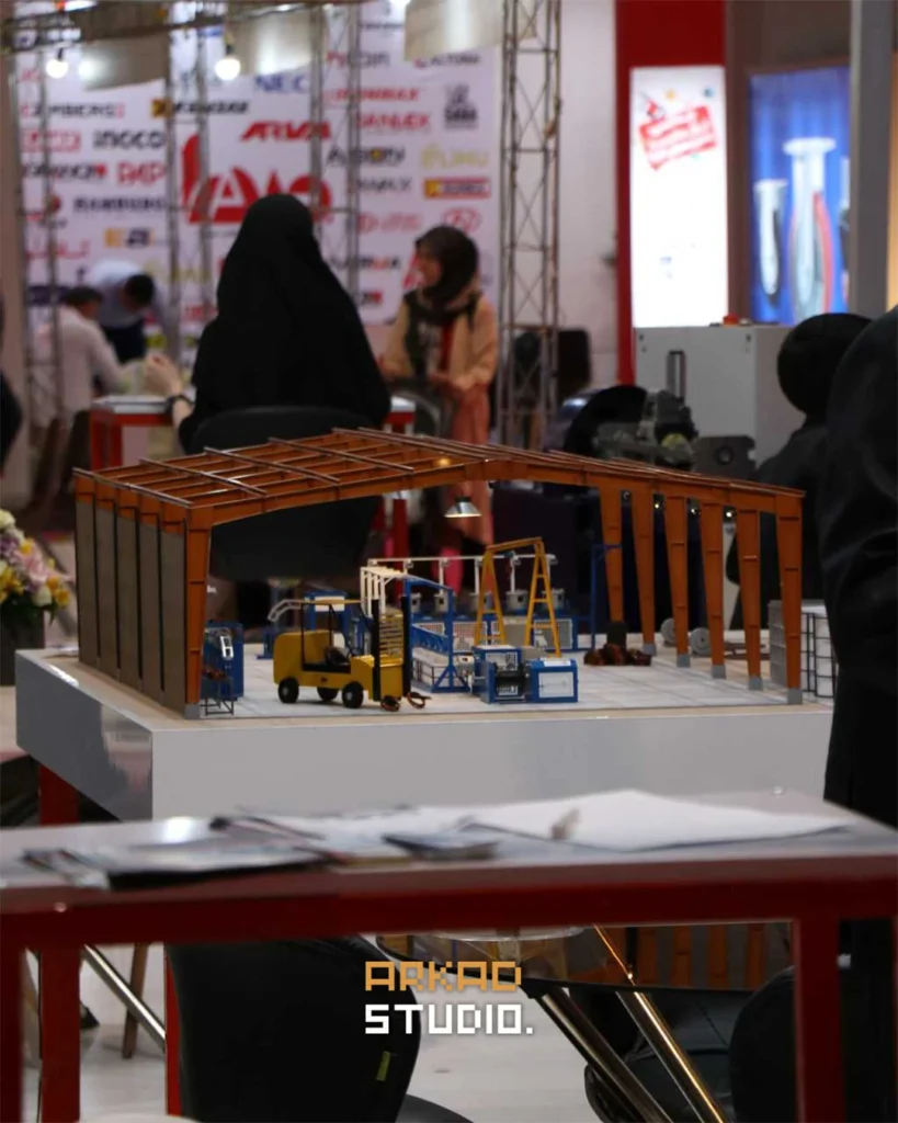 ماکت کامل کارخانه تکنو توس کشش مفتول با جزئیات صنعتی دقیق - استودیو ماکت‌سازی آرکاد